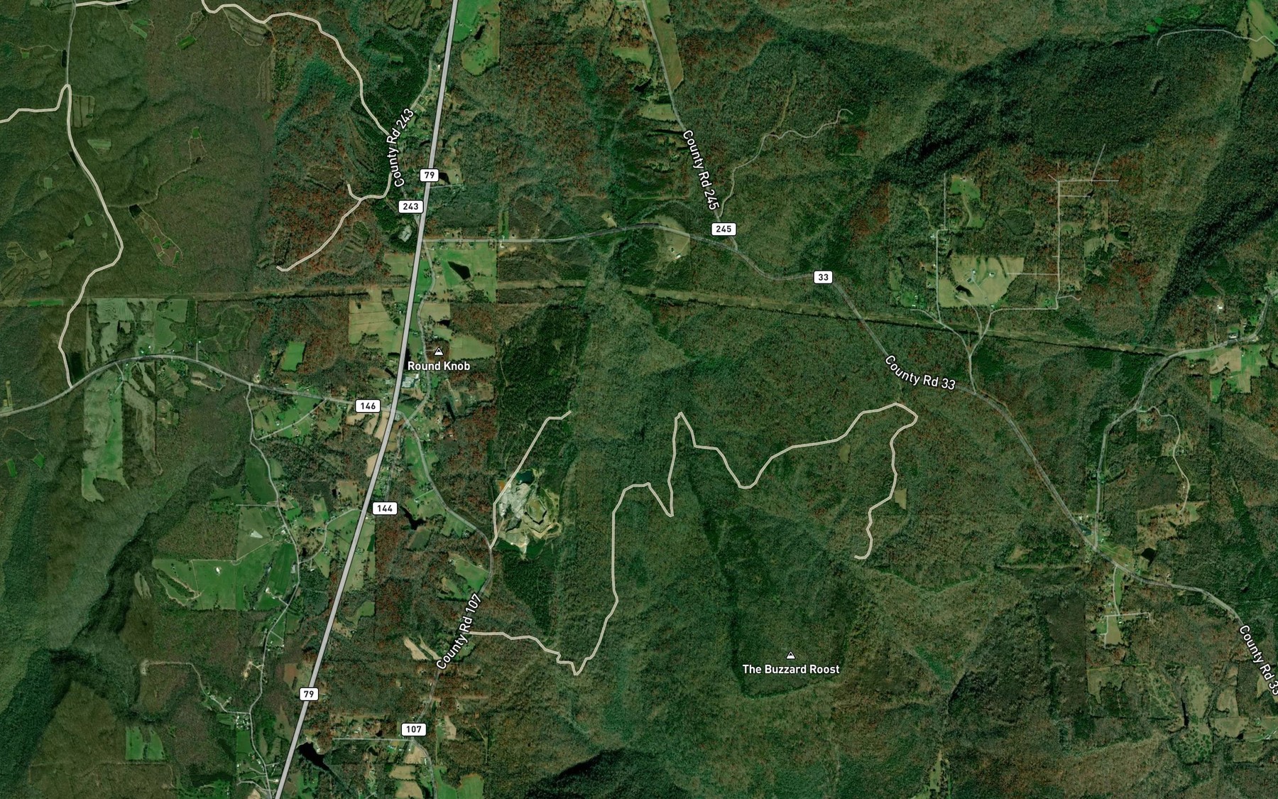 Satellite map of the Tubbs Branch