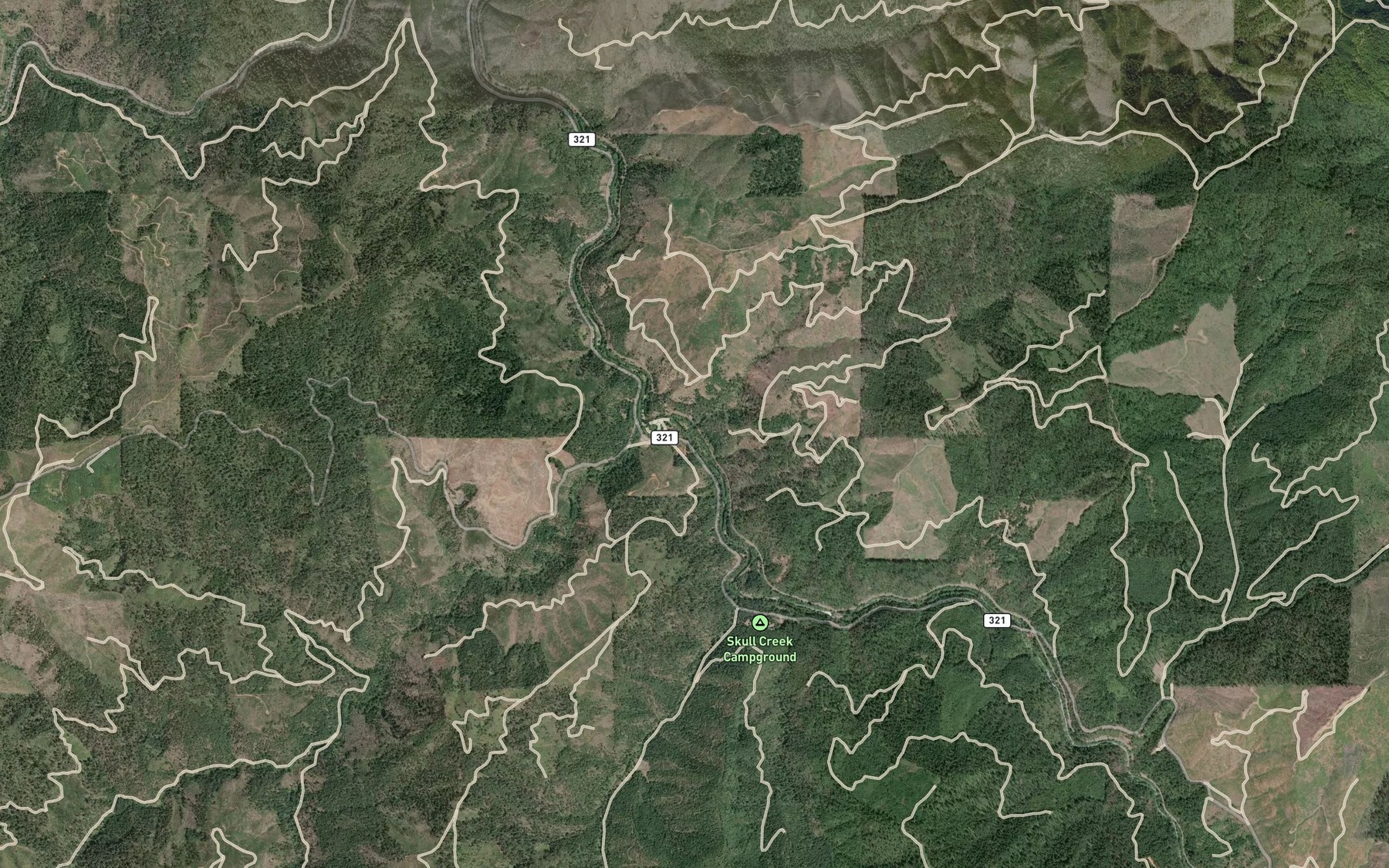 Satellite map of the Sled Creek