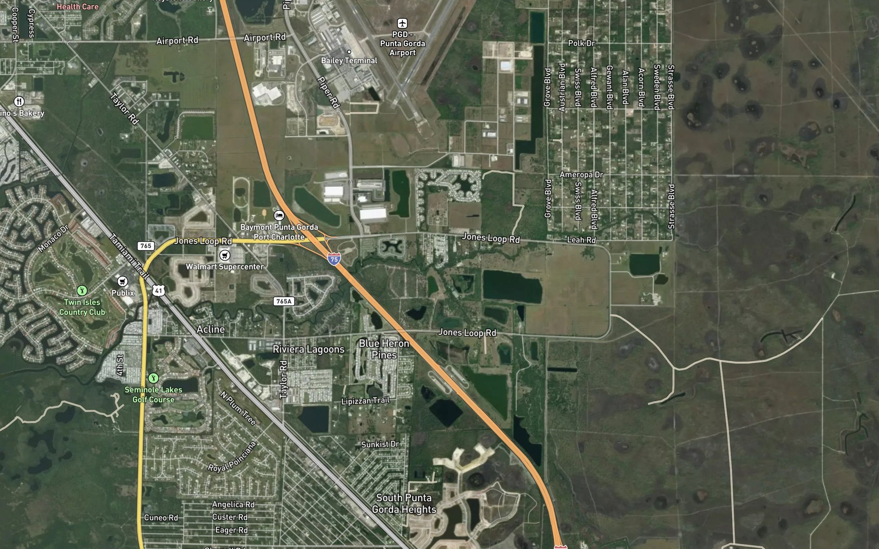 Satellite map of the North Prong Alligator Creek