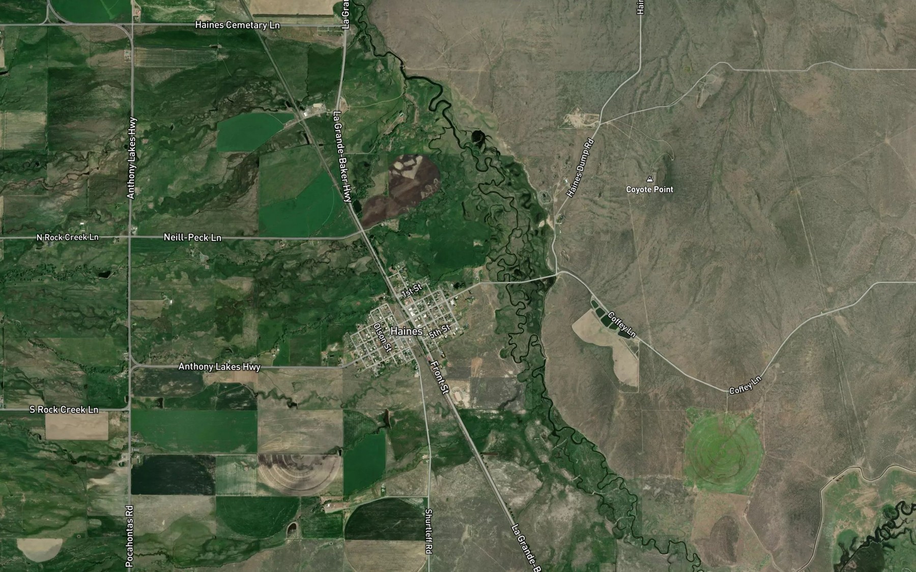 Satellite map of the Toney Reservoir