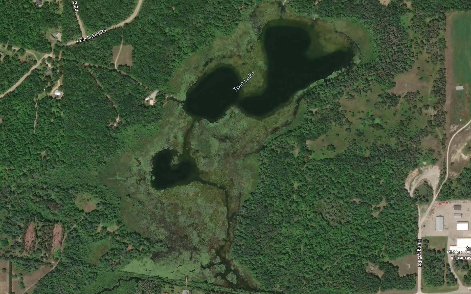 Satellite map of the Twin Lake