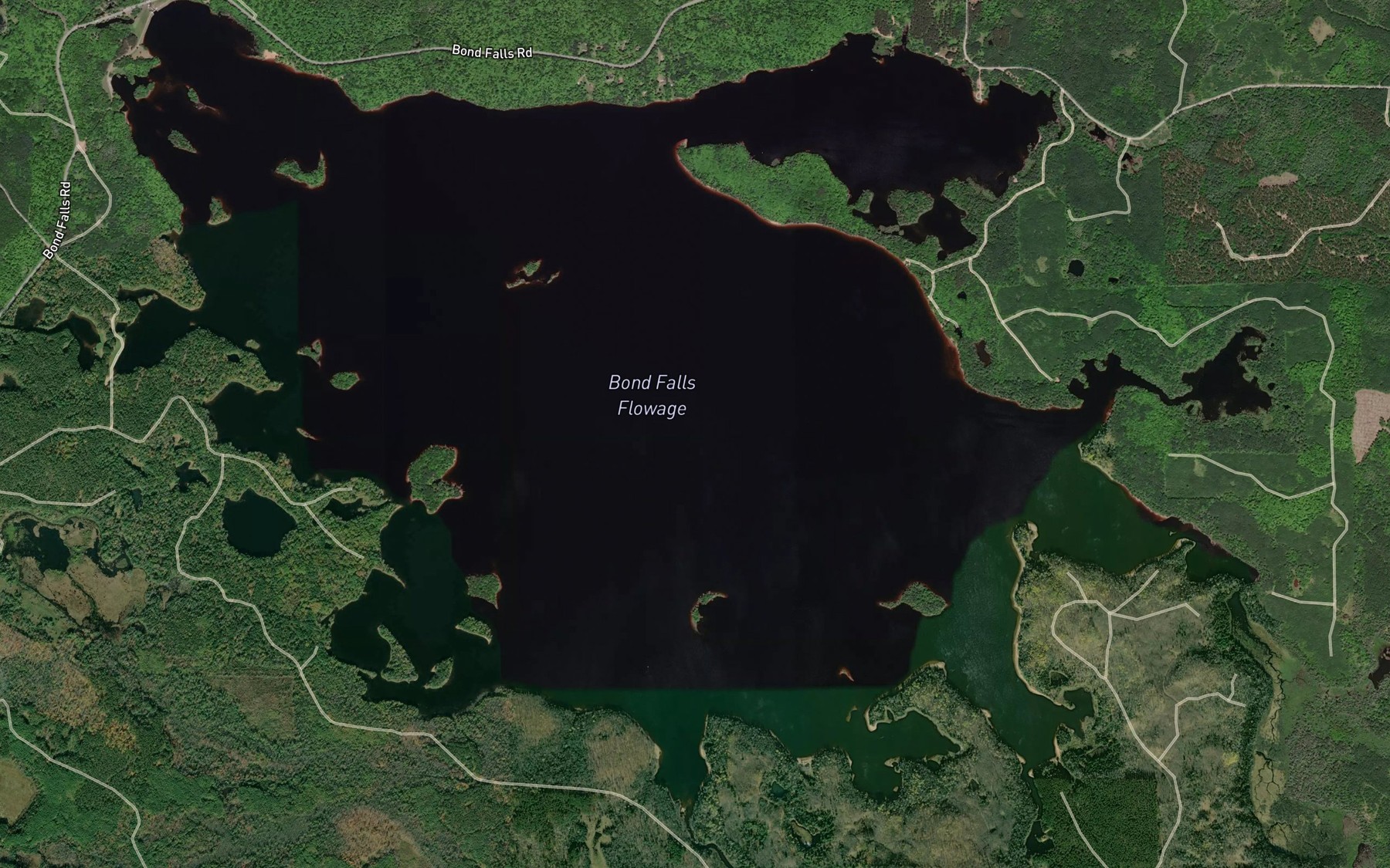 Satellite map of the Bond Falls Flowage
