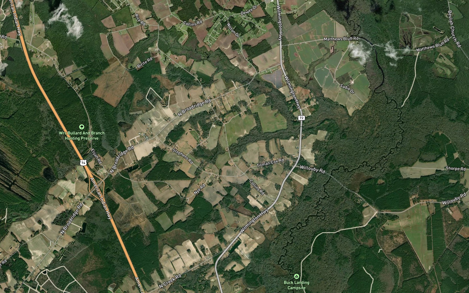 Satellite map of the Big Branch Canal