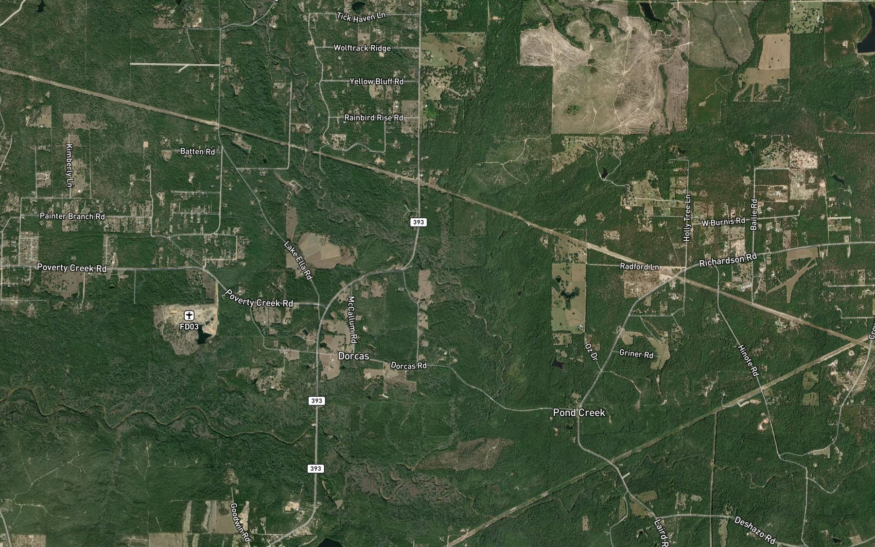 Satellite map of the Pine Log Creek