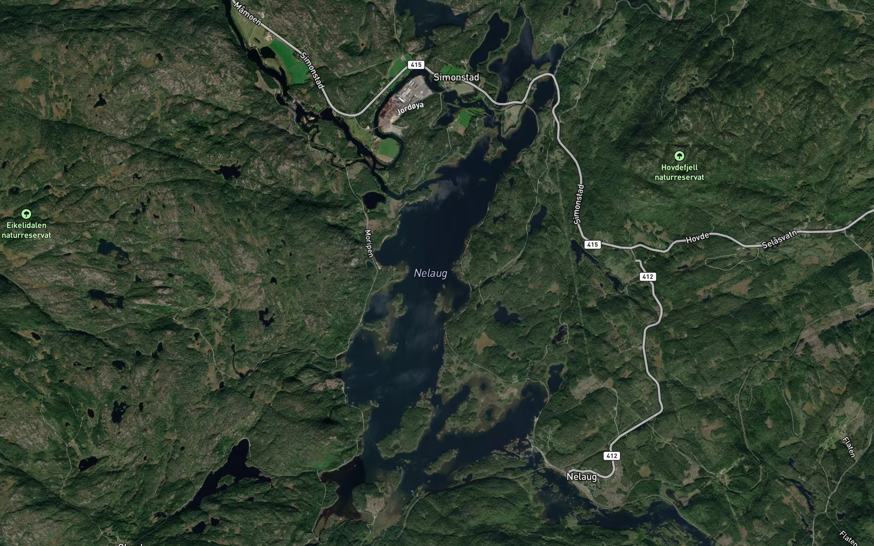 Satellite map of the Nelaug/Oyneskilen