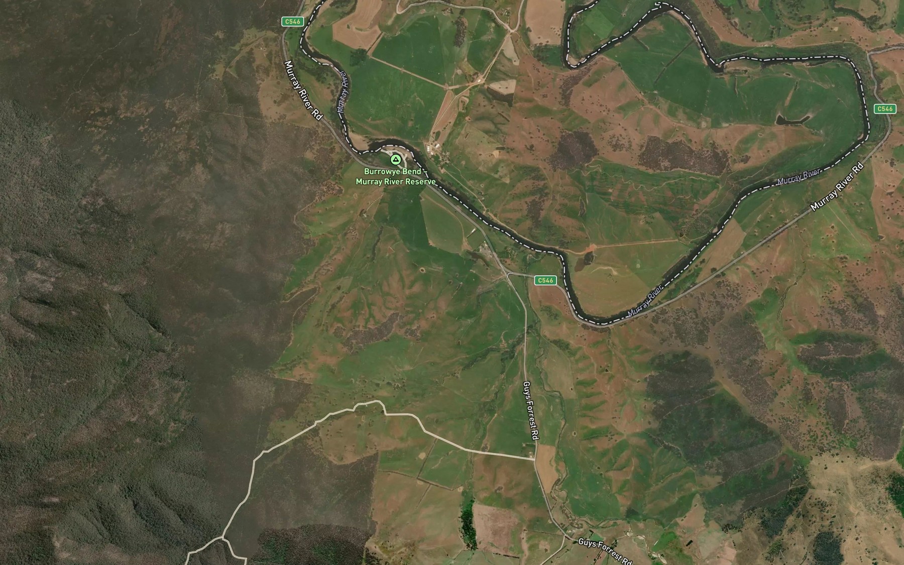 Satellite map of the Burrowye Creek