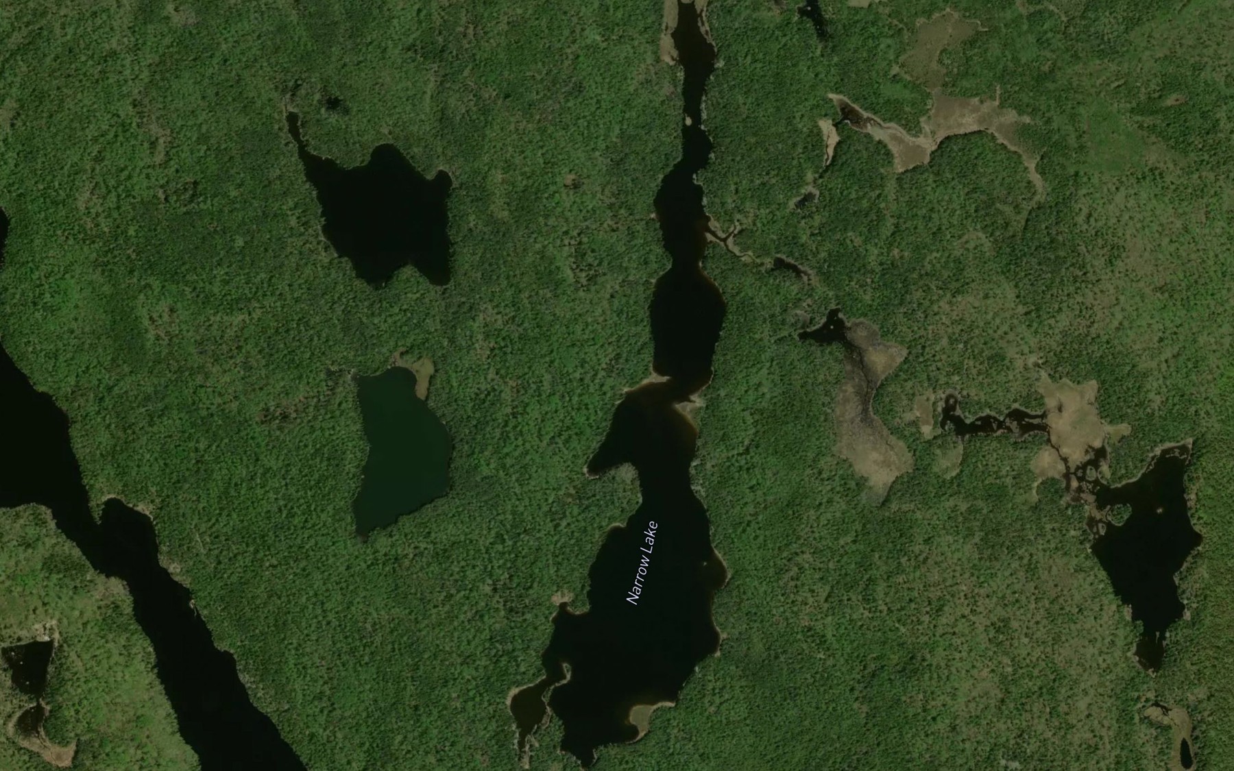 Satellite map of the Narrow Lake