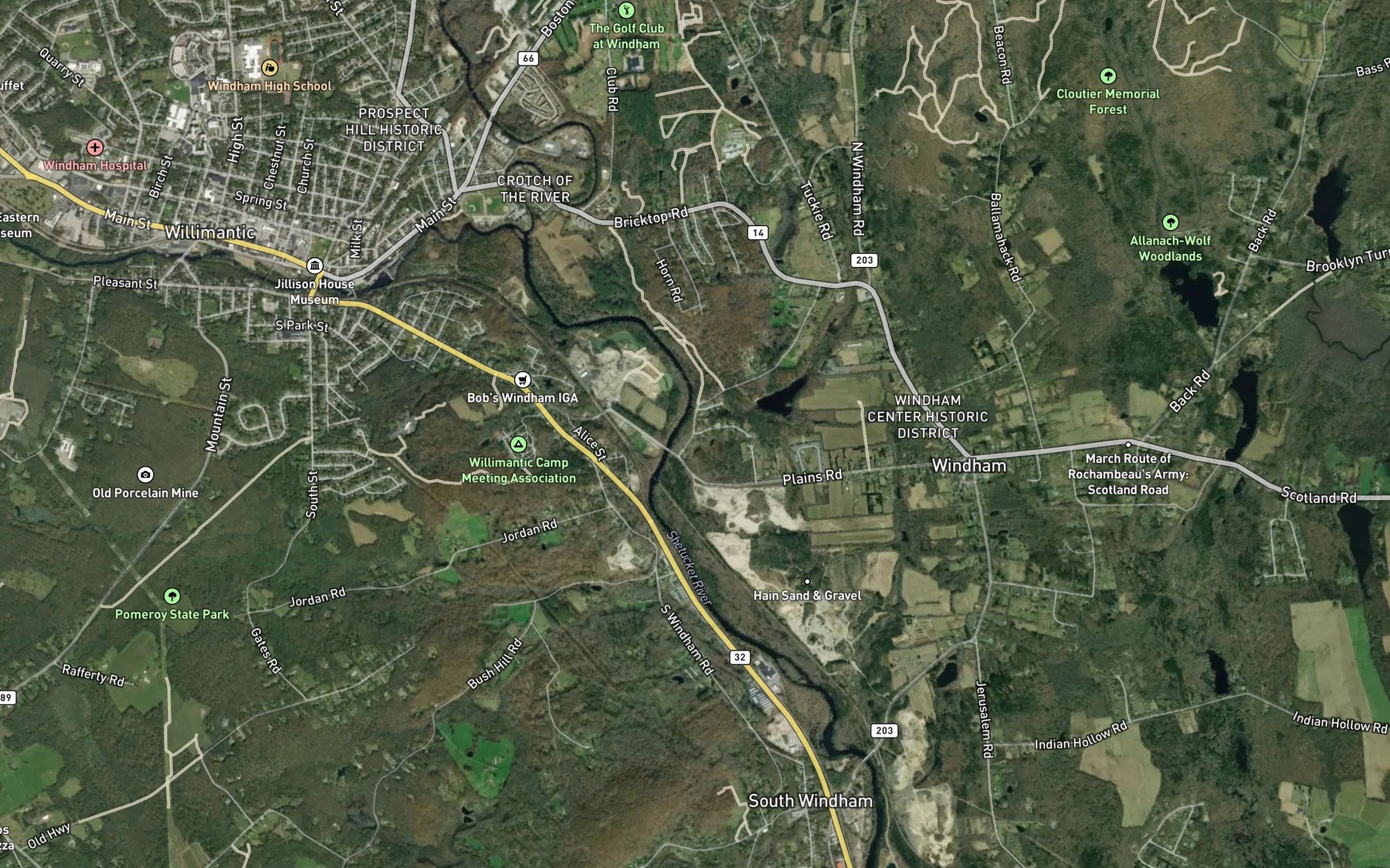 Satellite map of the Potash Brook