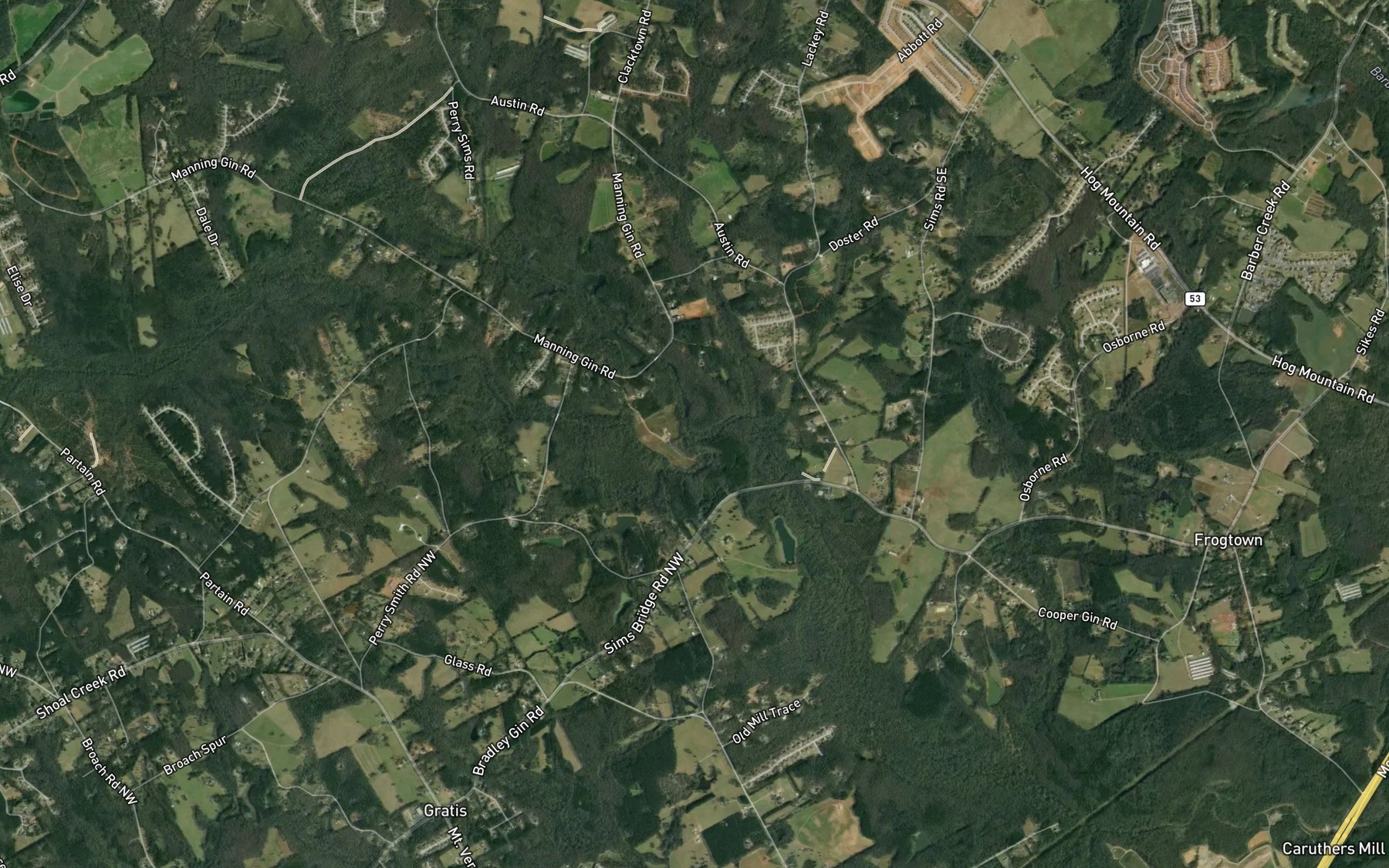 Satellite map of the Marbury Creek