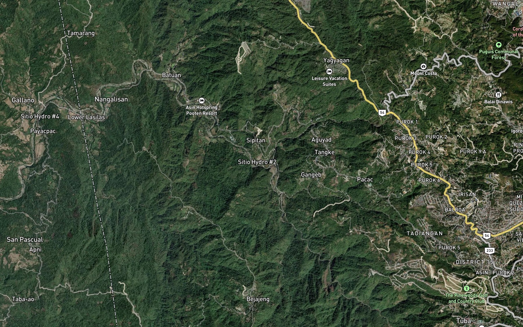Satellite map of the Elew River