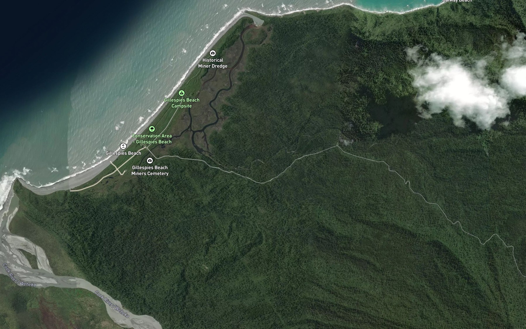 Satellite map of the Tornado Creek
