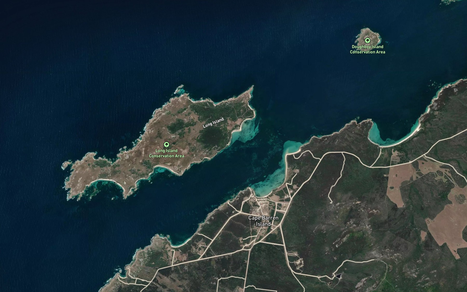 Satellite map of the Sandford Bay