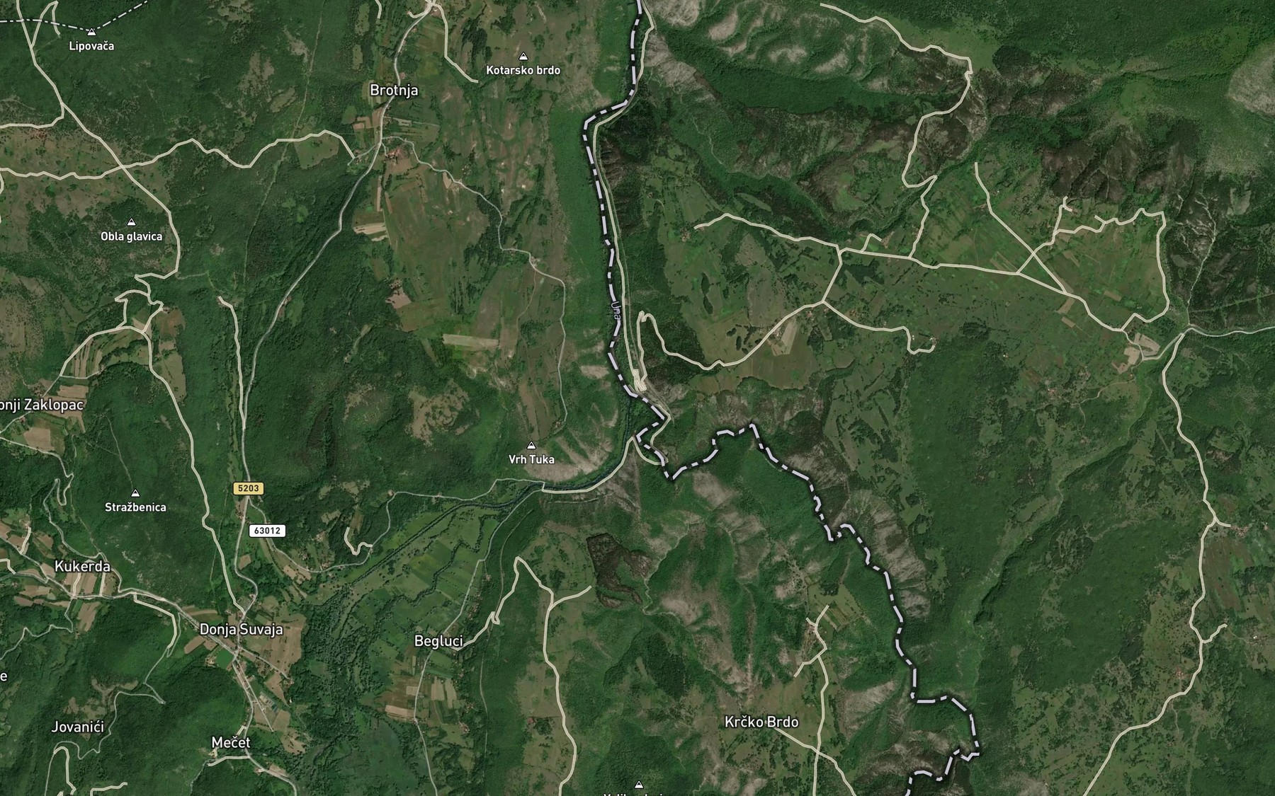 Satellite map of the Krka