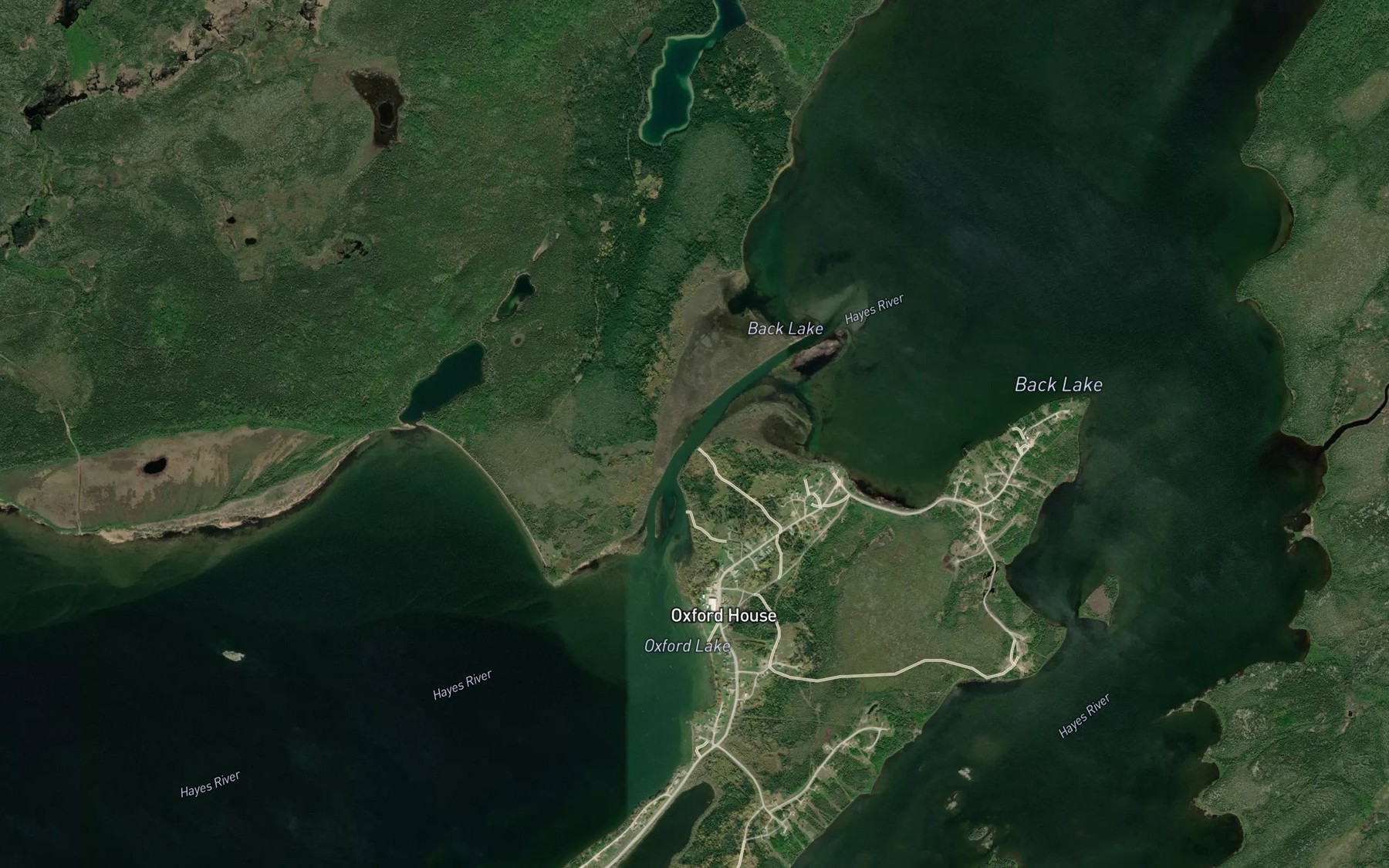 Satellite map of the Wapow Narrows