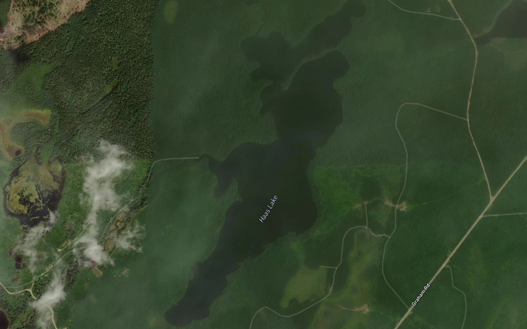 Satellite map of the Haas Lake