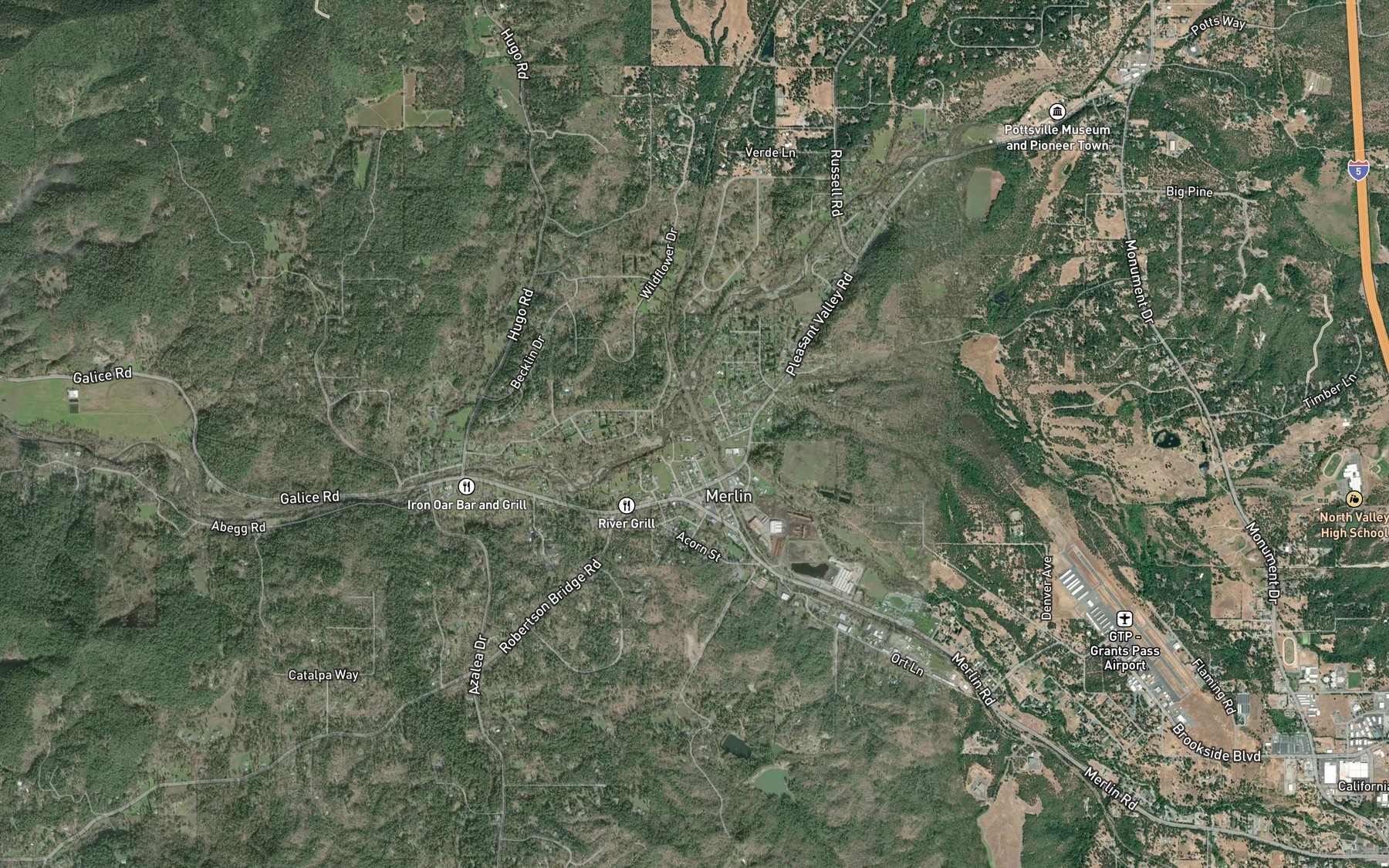 Satellite map of the Louse Creek