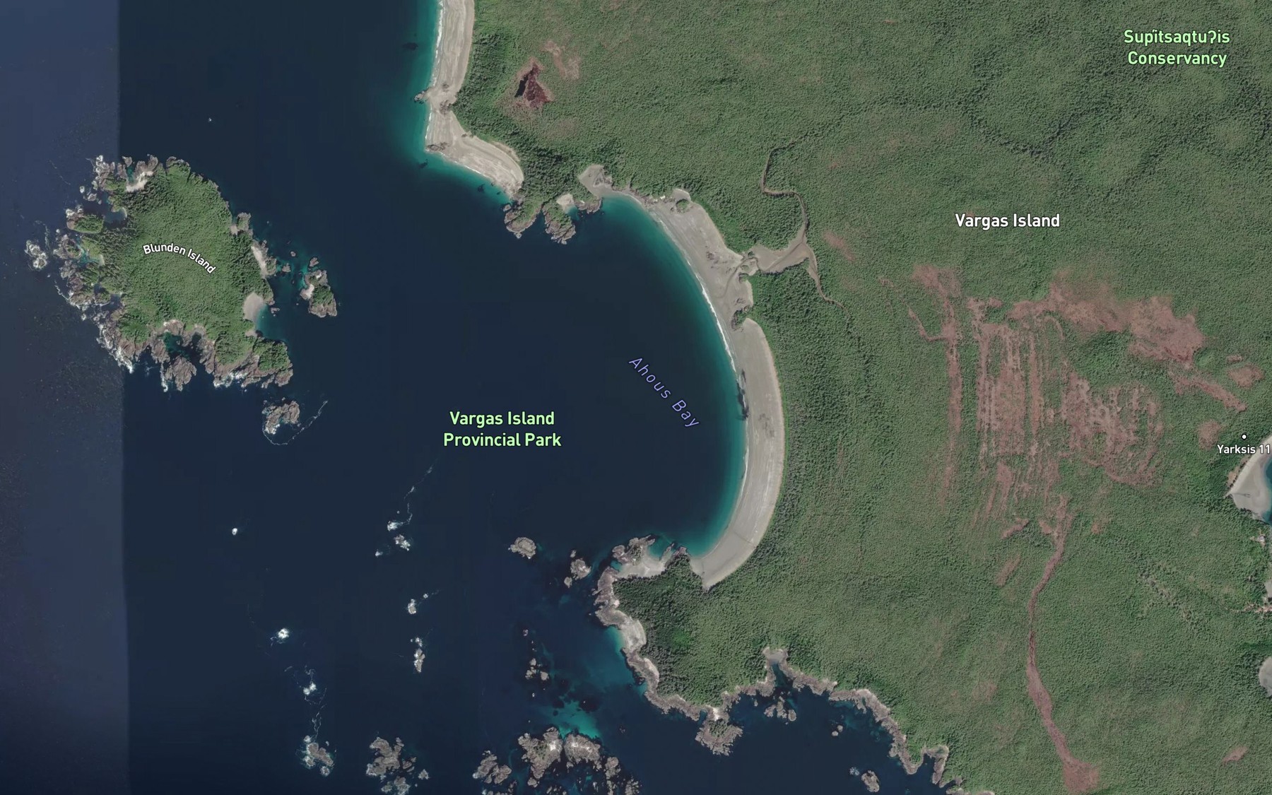 Satellite map of the Ahous Bay