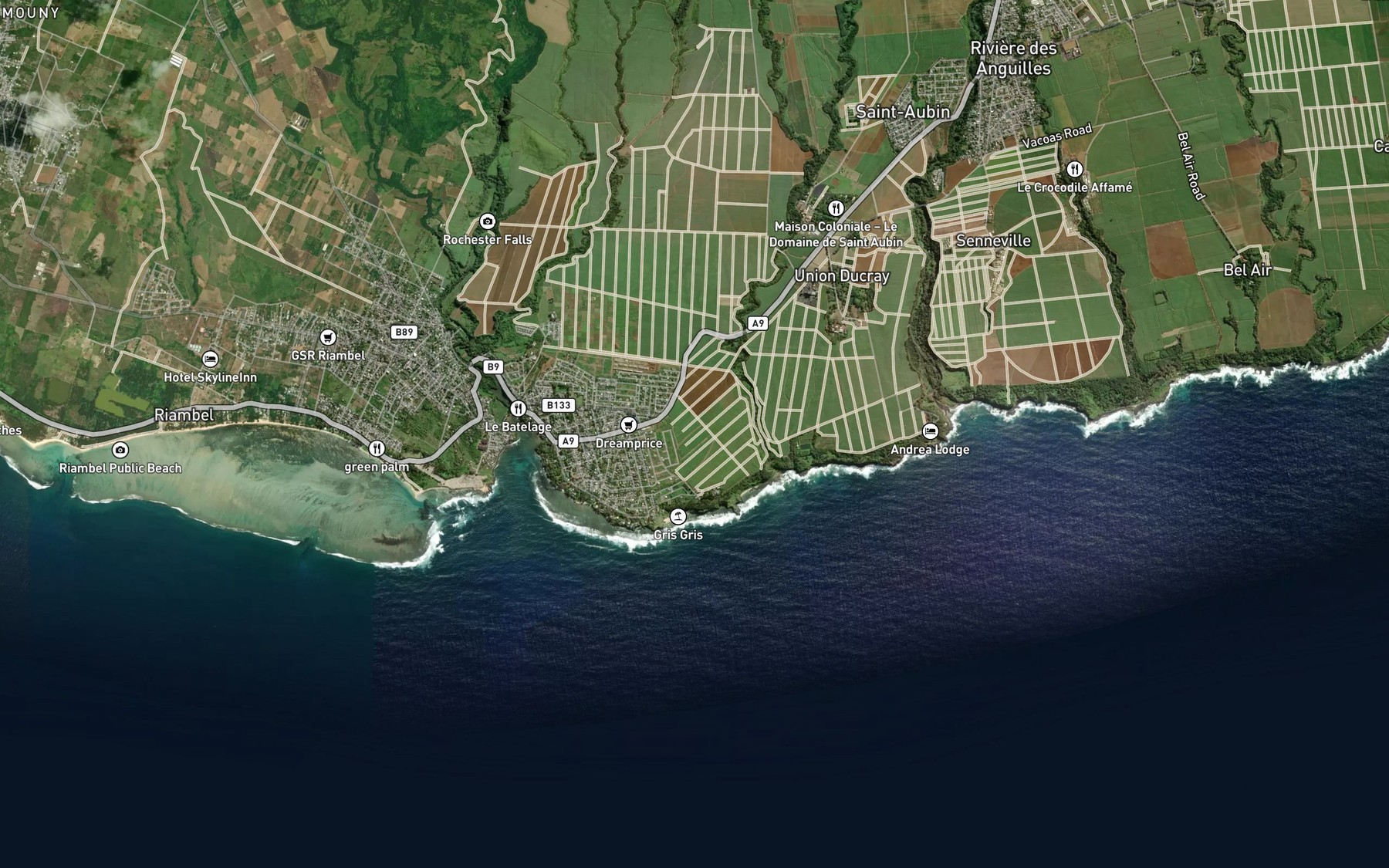 Satellite map of the River Bain des Negresses