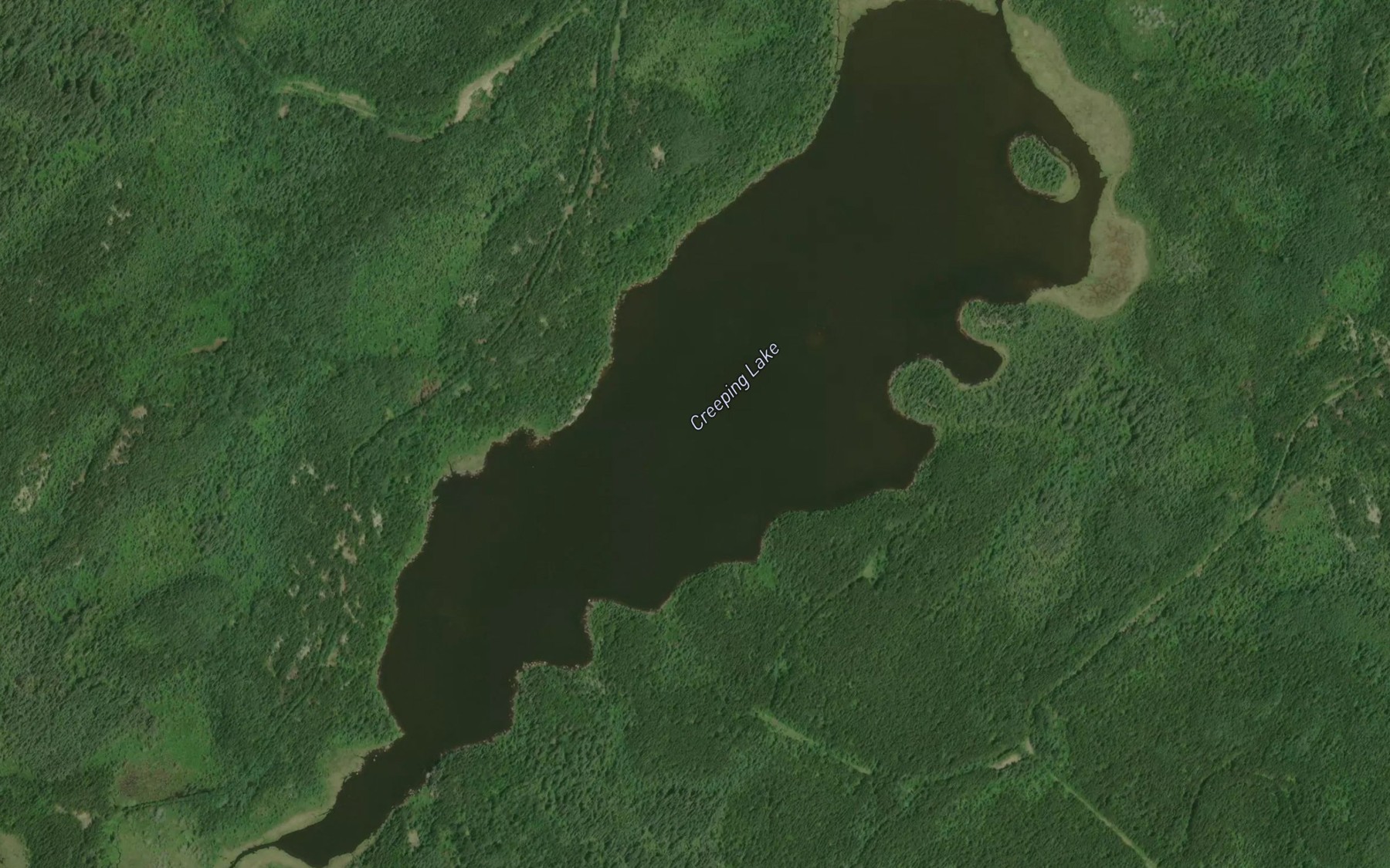 Satellite map of the Creeping Lake