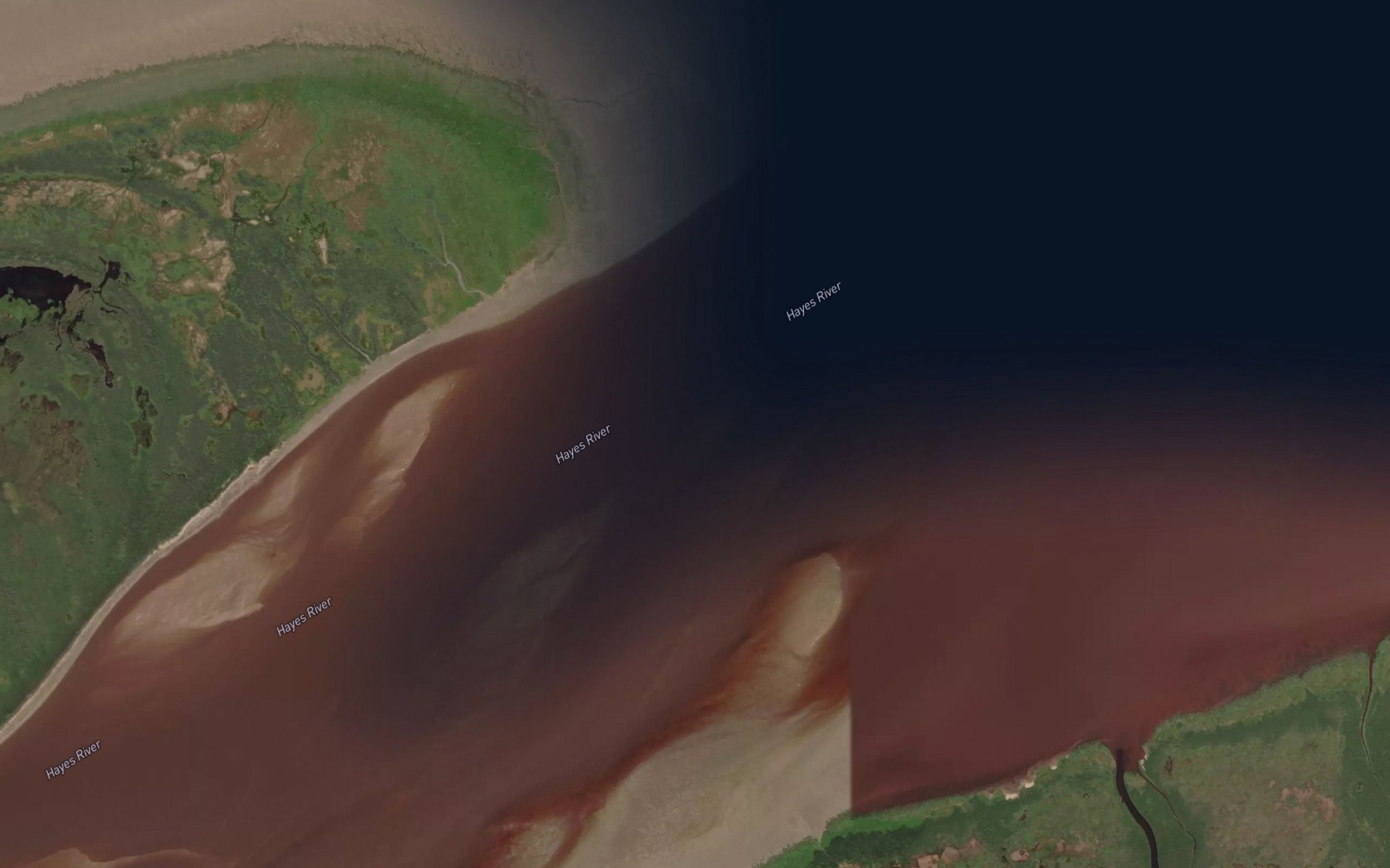 Satellite map of the Hayes River