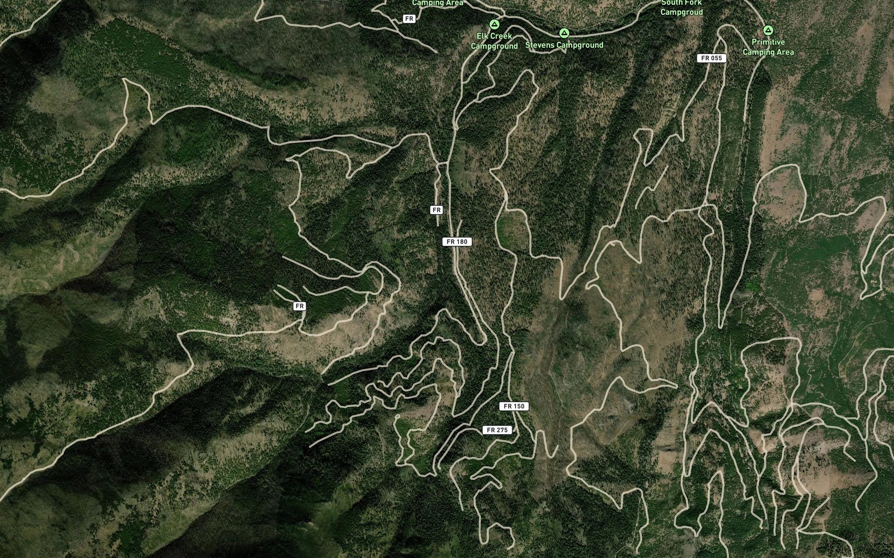 Satellite map of the Bear Creek