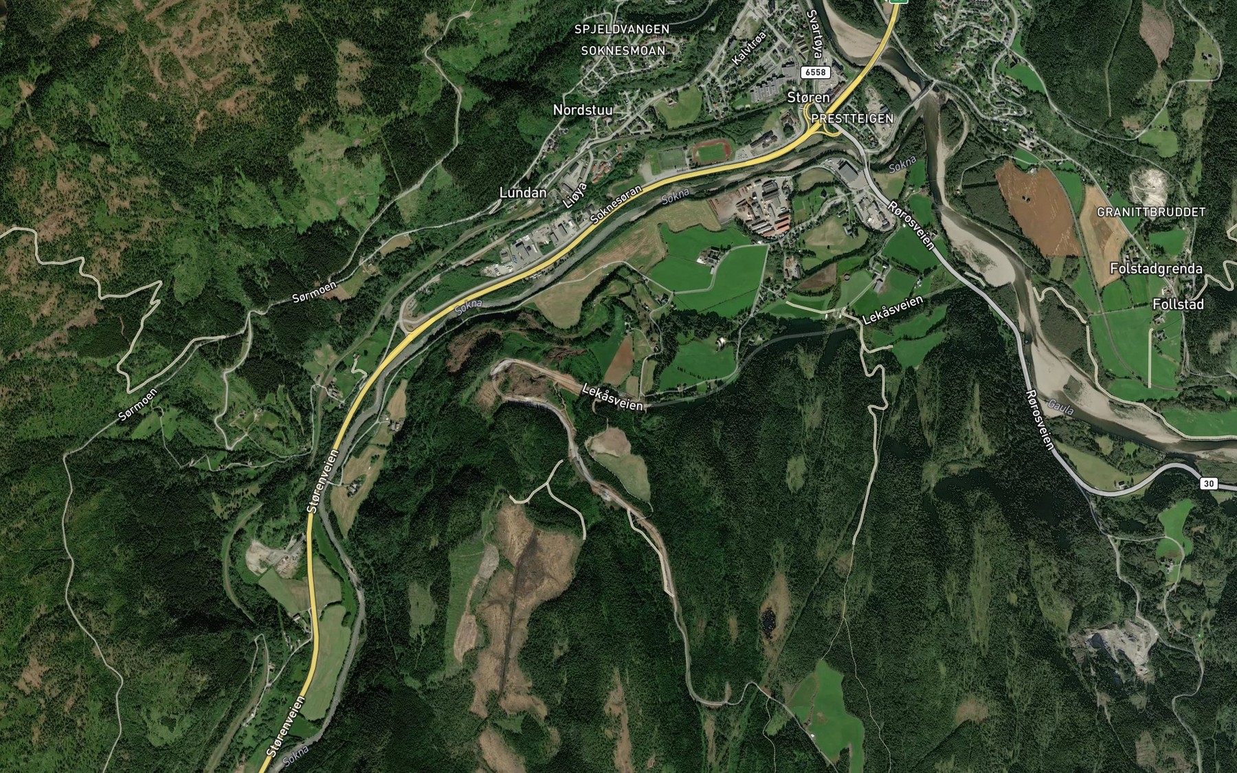 Satellite map of the Raudbekken