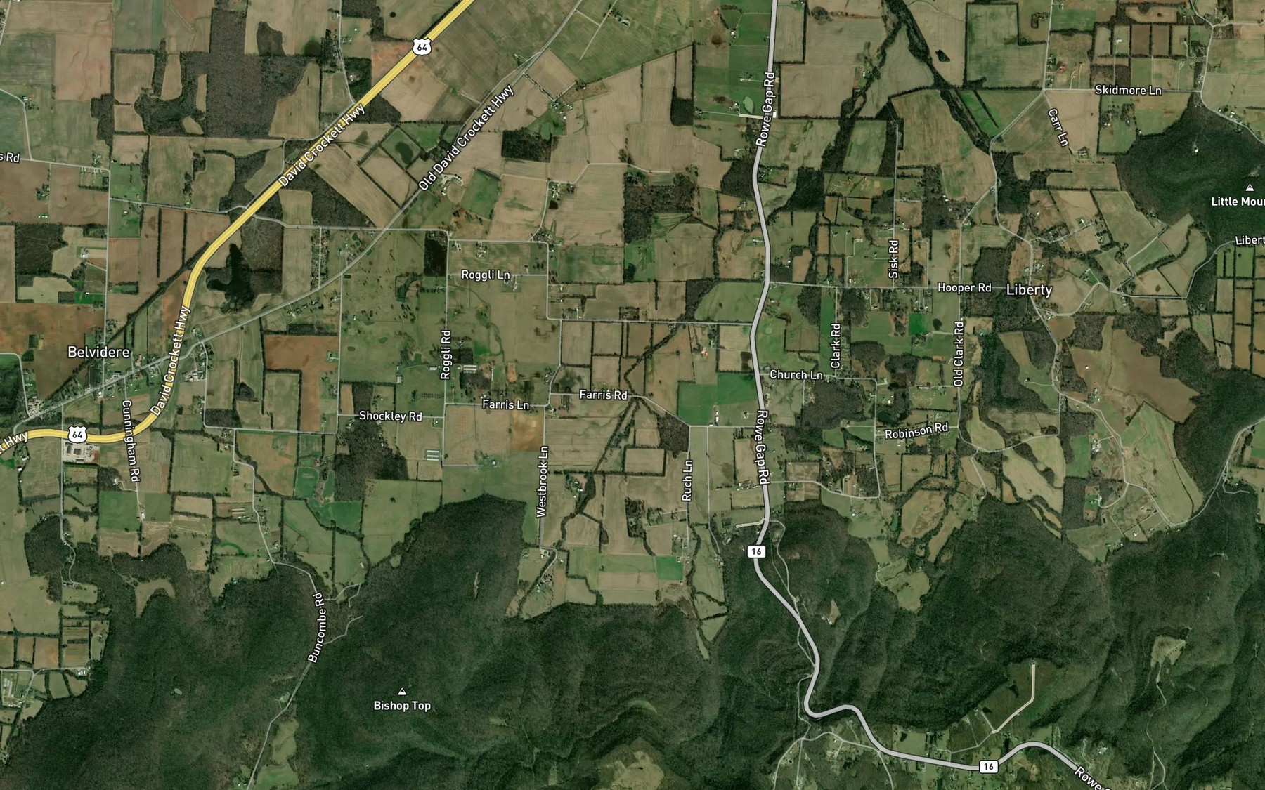 Satellite map of the Push Creek