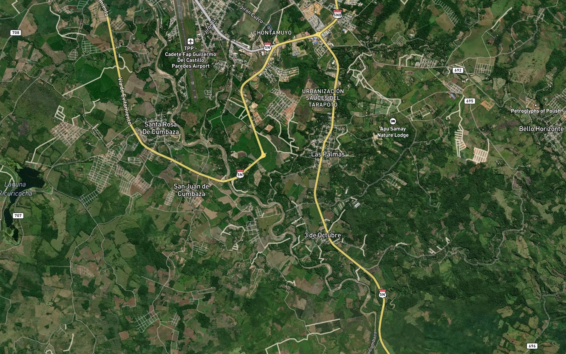 Satellite map of the Quebrada Ahuashiyacu
