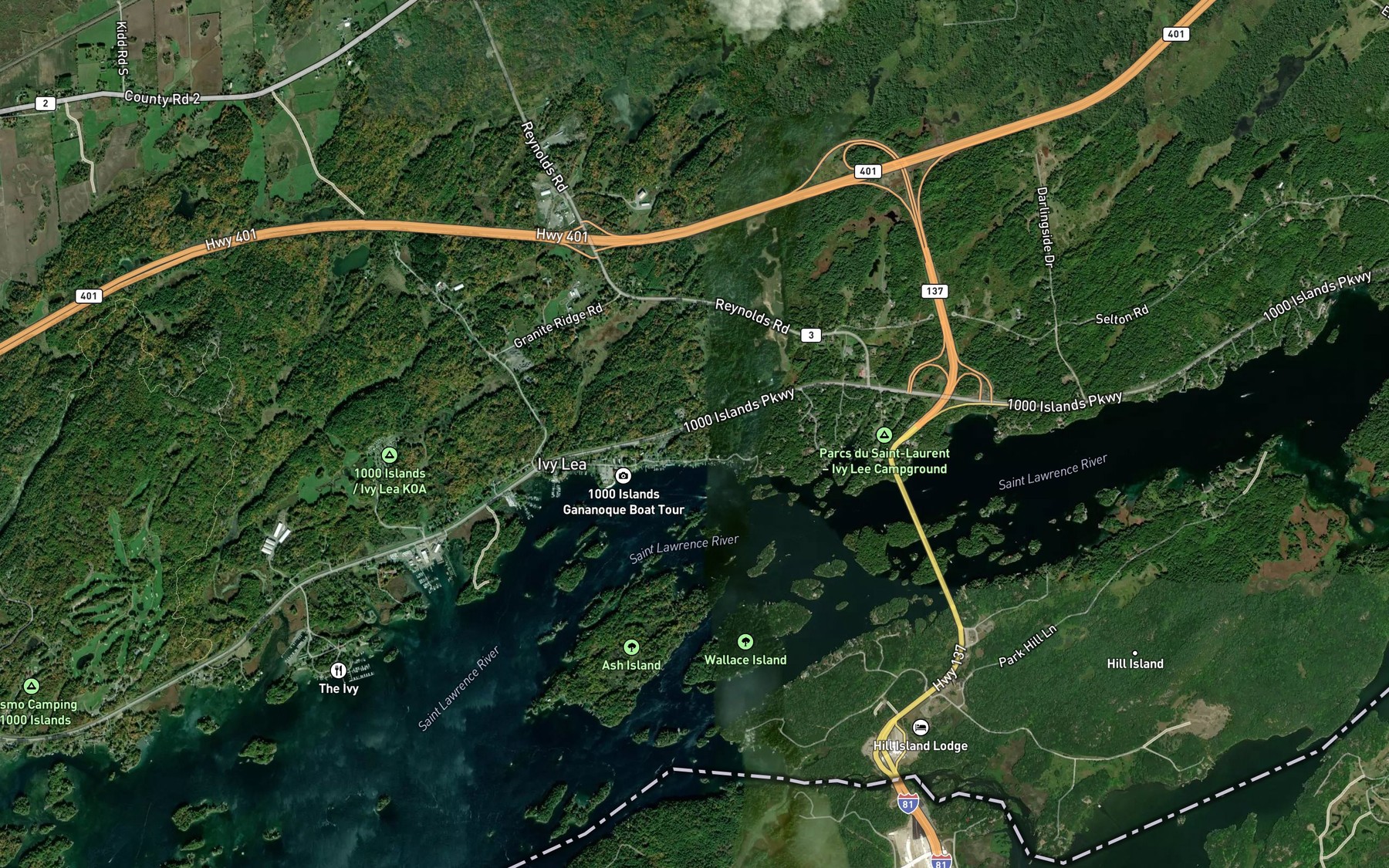 Satellite map of the Fiddlers Elbow
