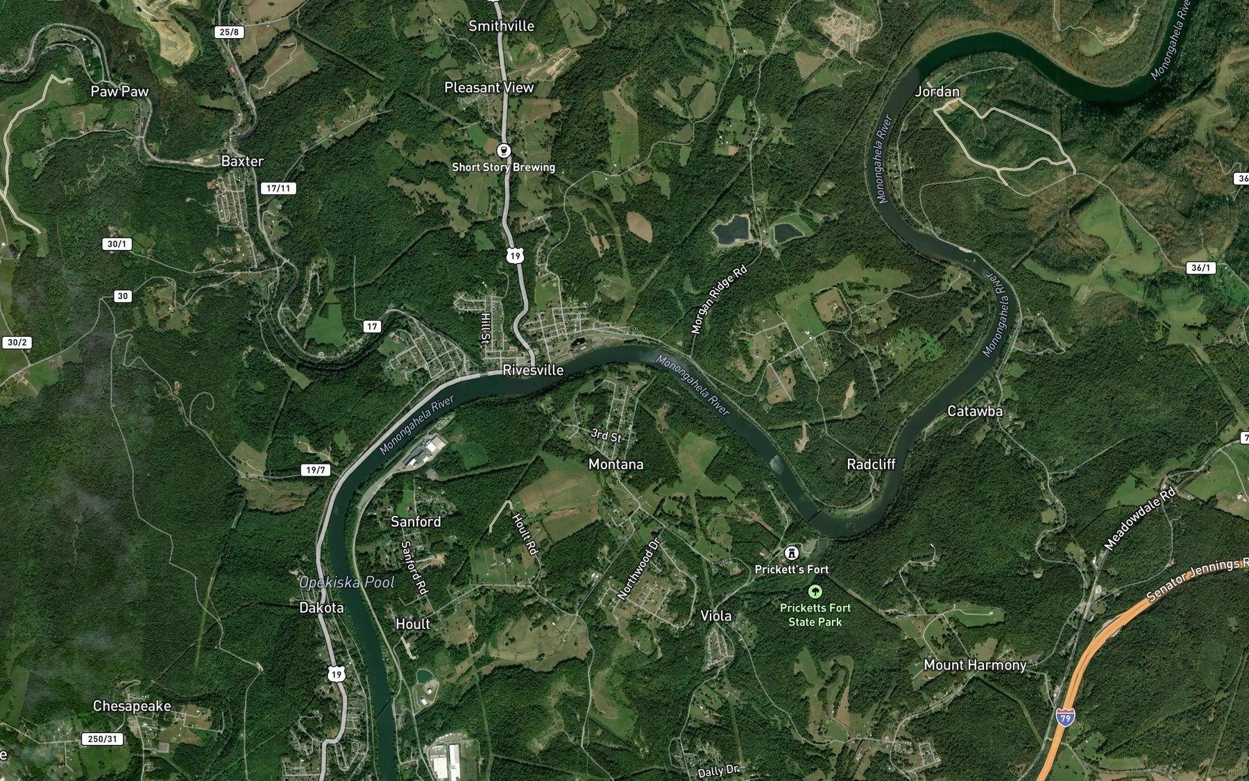Satellite map of the Montana Mines Spring