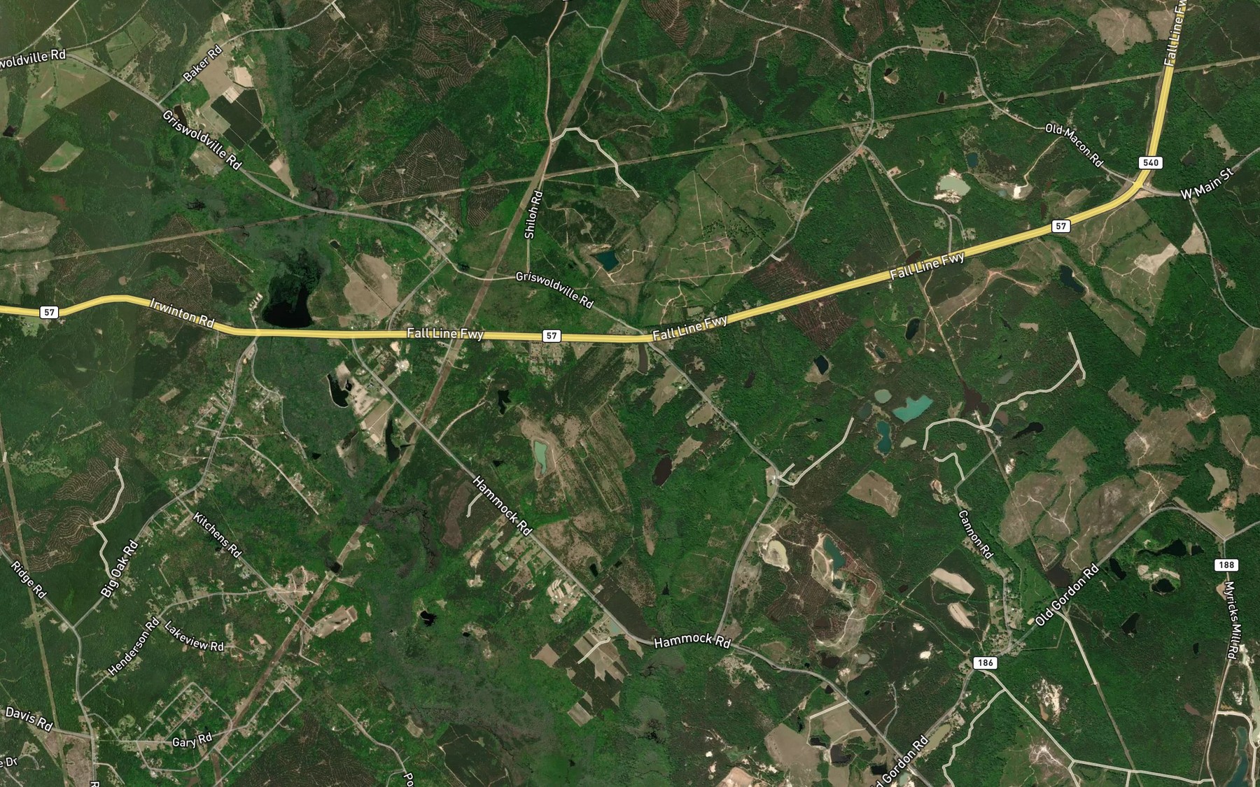 Satellite map of the Birdsong Pond