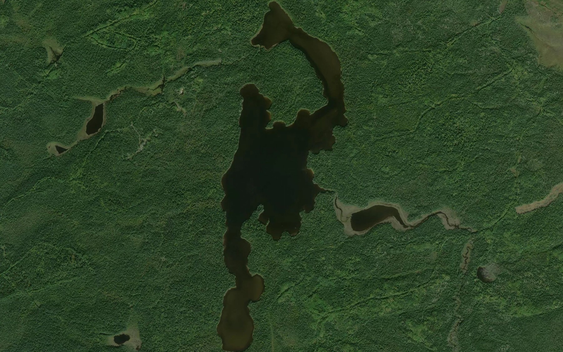 Satellite map of the Crooked Green Lake
