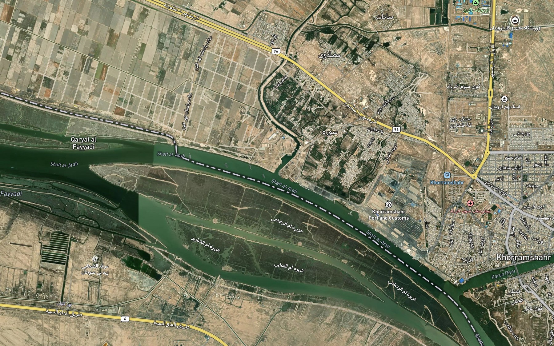 Satellite map of the Nahr-e `Avariz