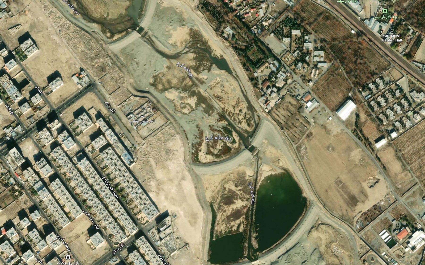 Satellite map of the Rudkhaneh-ye Karaj