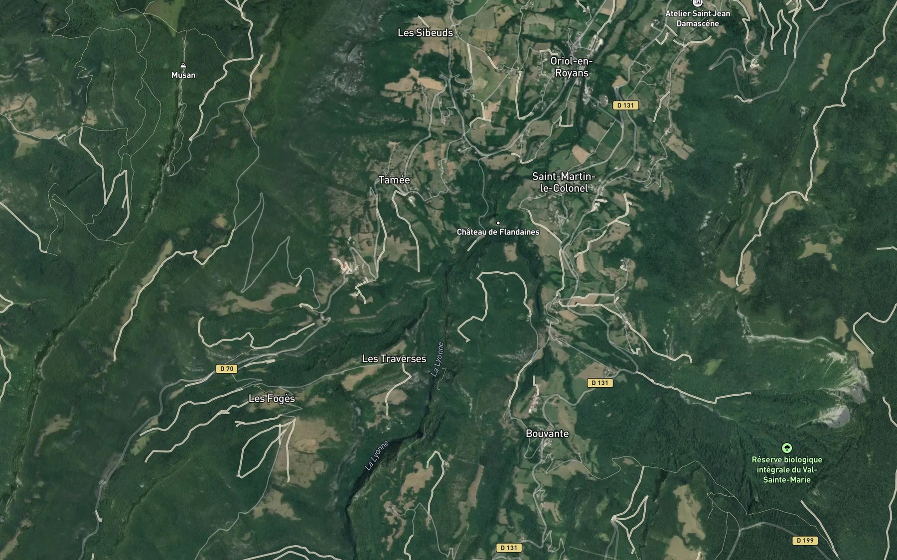 Satellite map of the Ruisseau de Leoncel