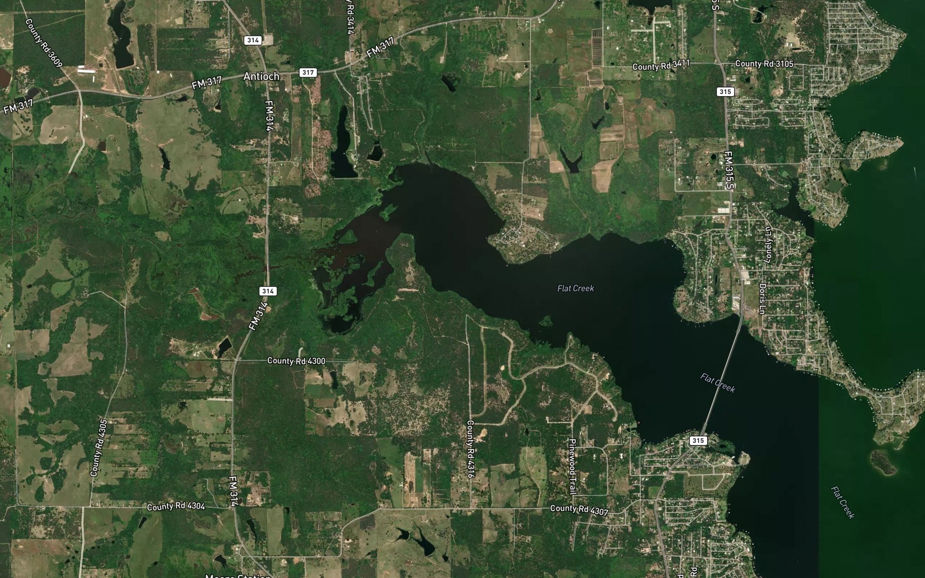 Satellite map of the Boggy Creek