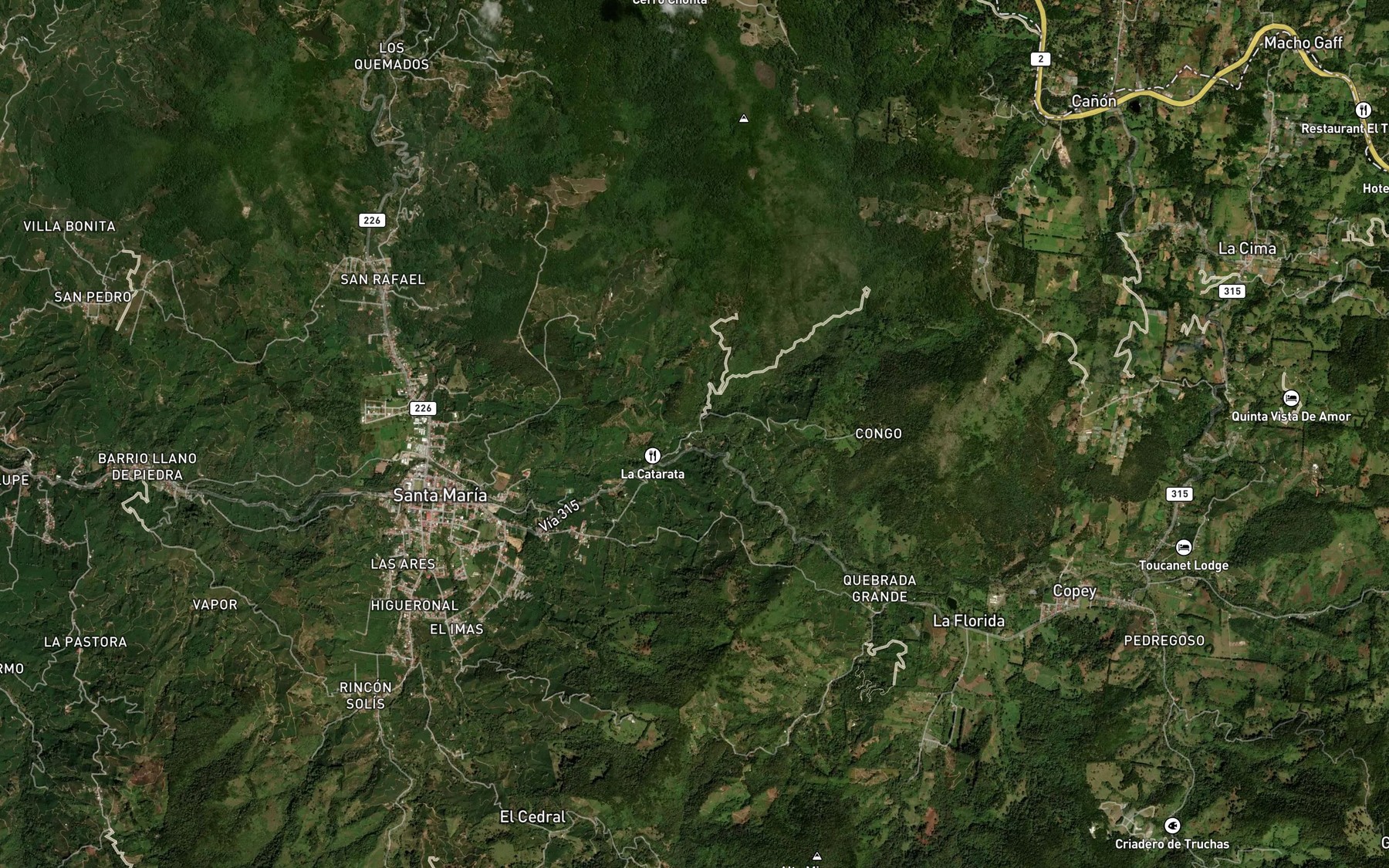 Satellite map of the Quebrada Salto