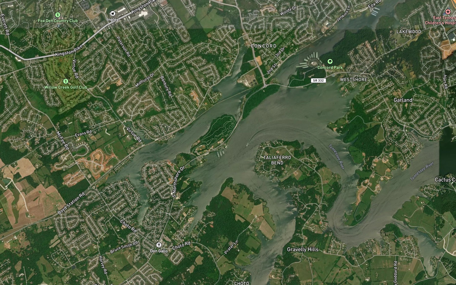 Satellite map of the Concord Yacht Club