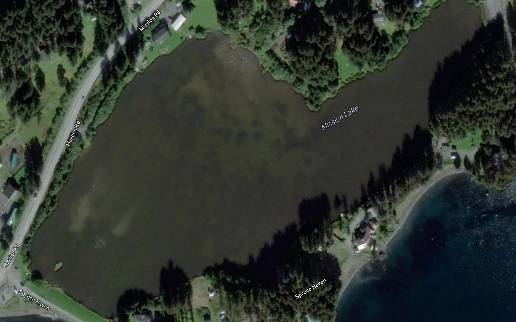 Satellite map of the Mission Lake