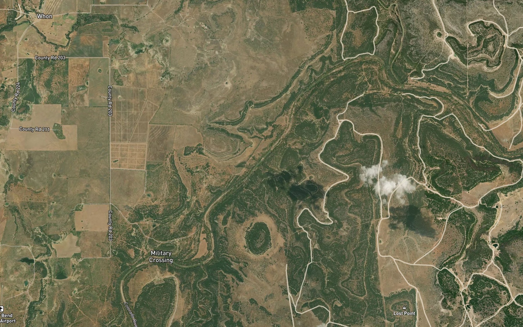 Satellite map of the Tom Dean Creek