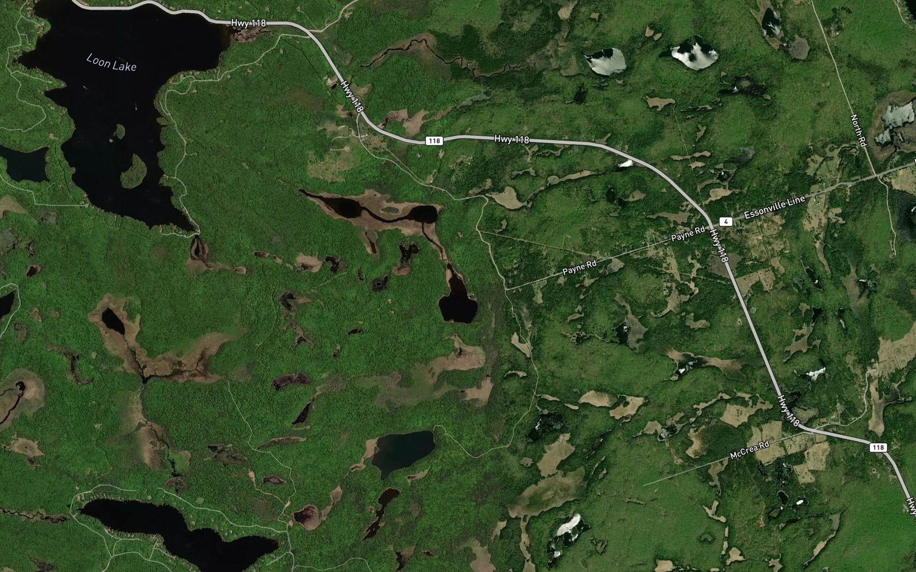 Satellite map of the McCaslim Lake