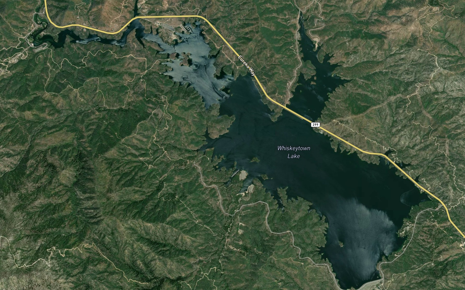 Satellite map of the Whiskeytown Lake