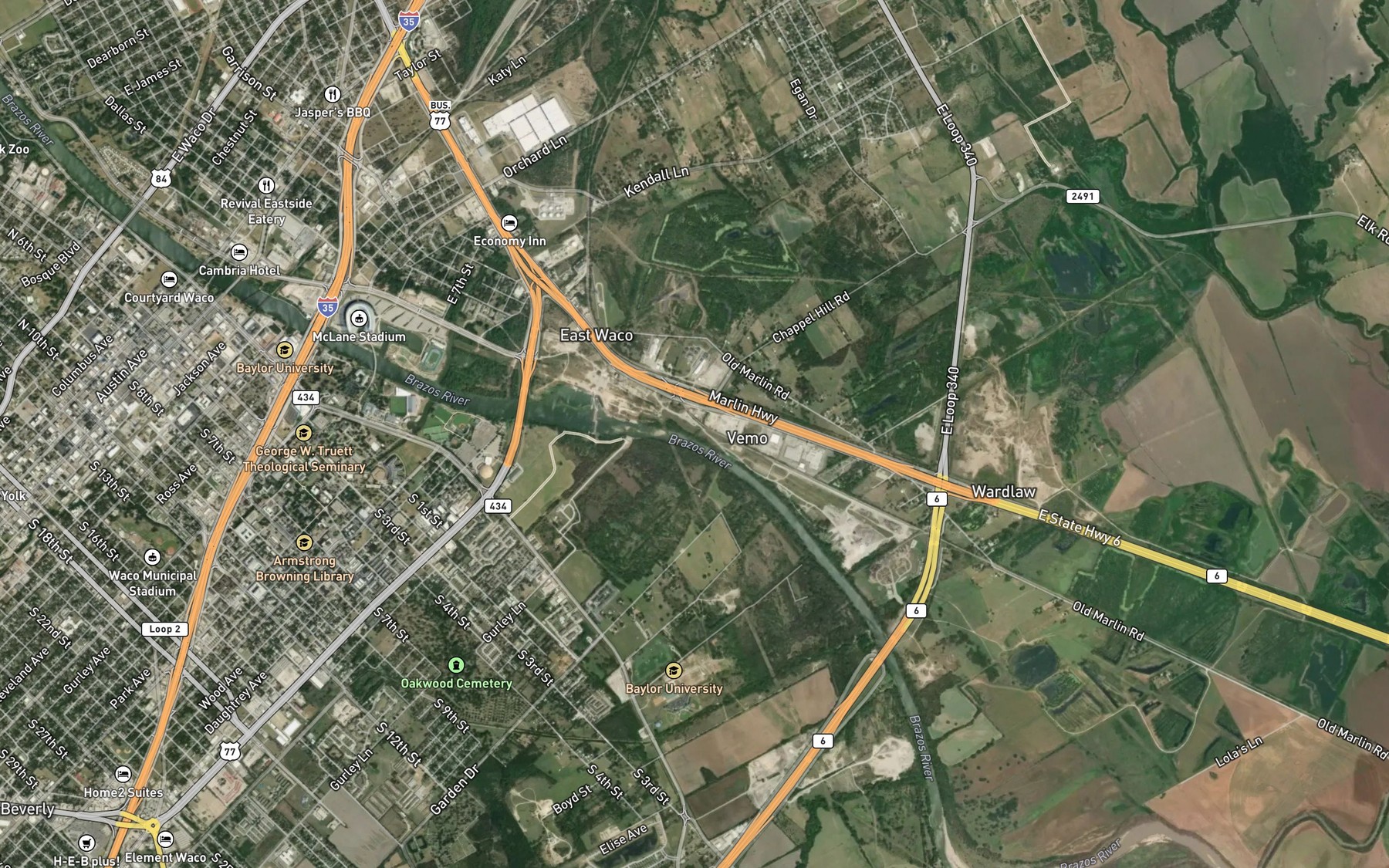 Satellite map of the Marlin Branch