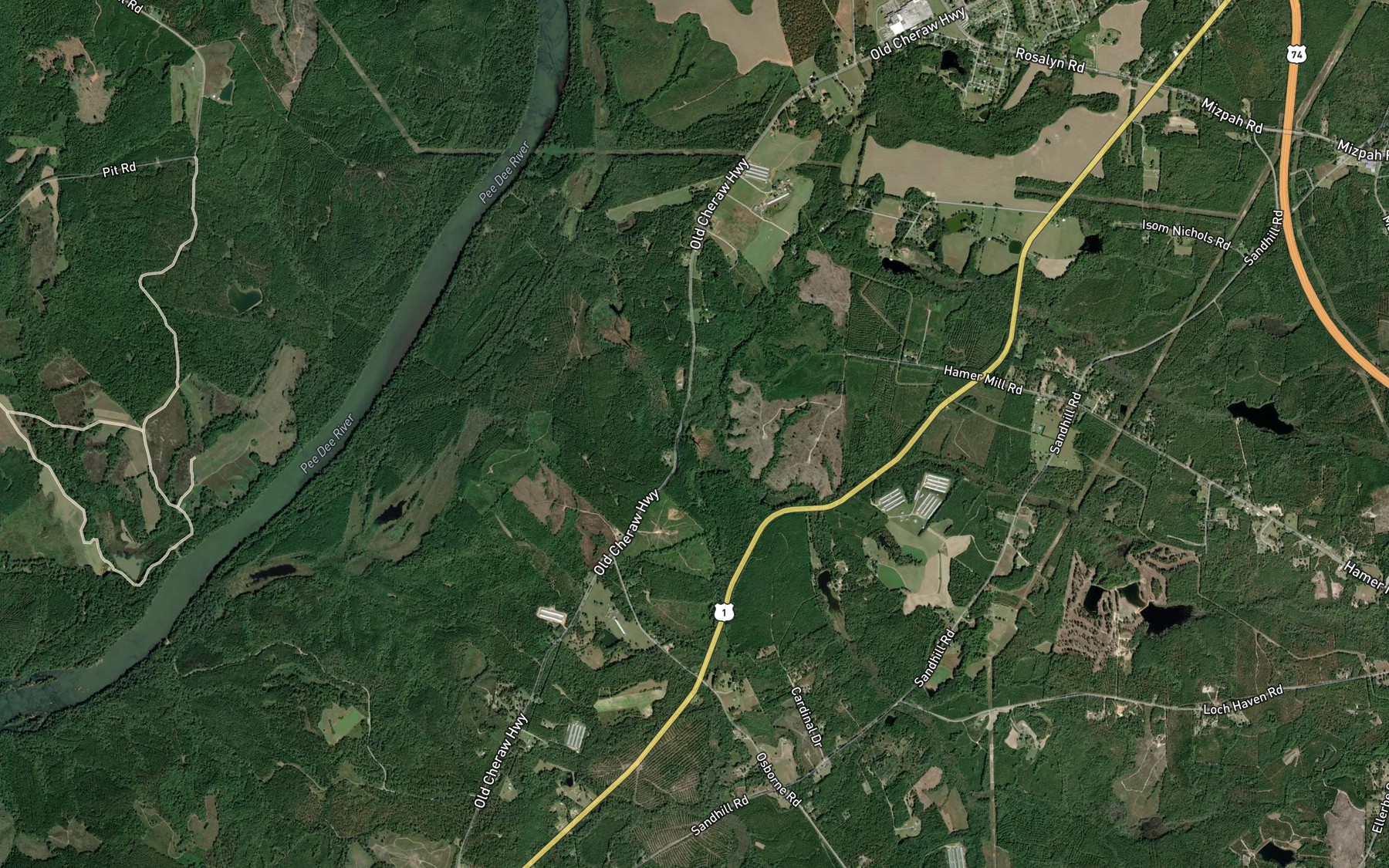 Satellite map of the Speeds Creek