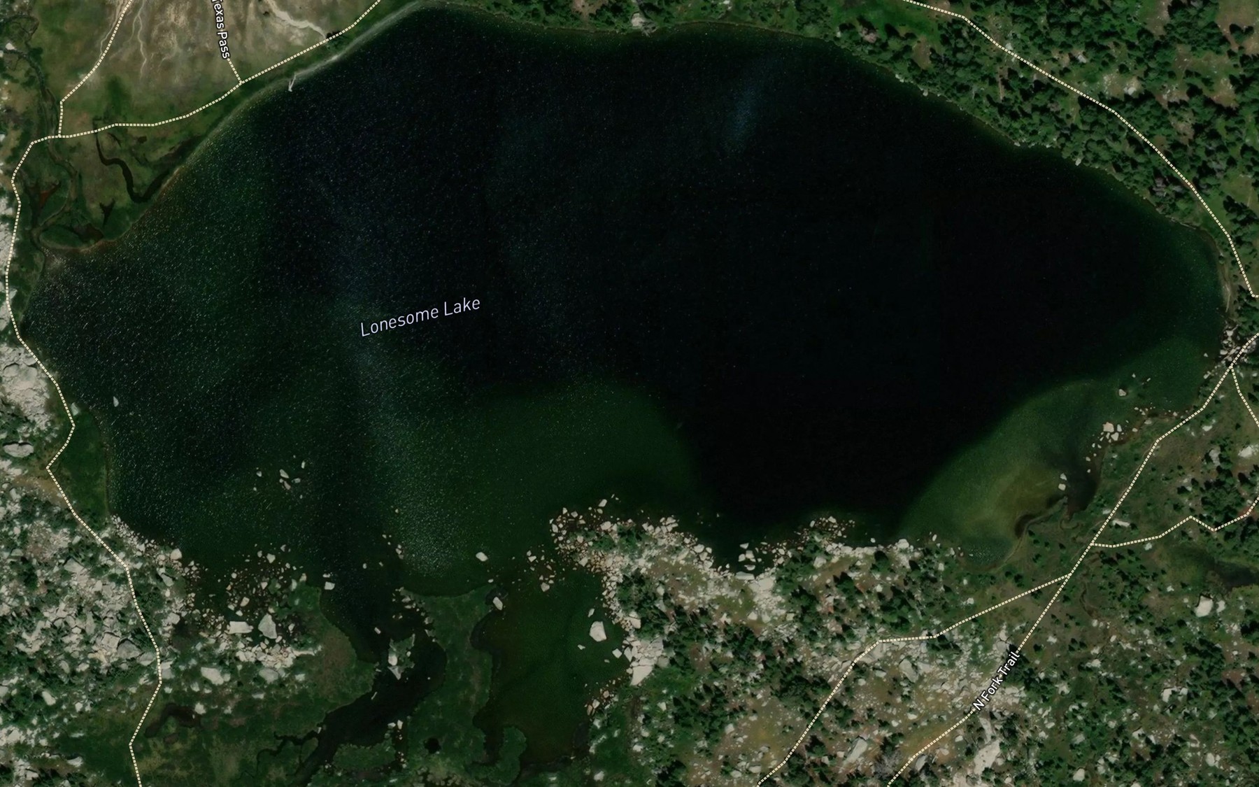 Satellite map of the Lonesome Lake