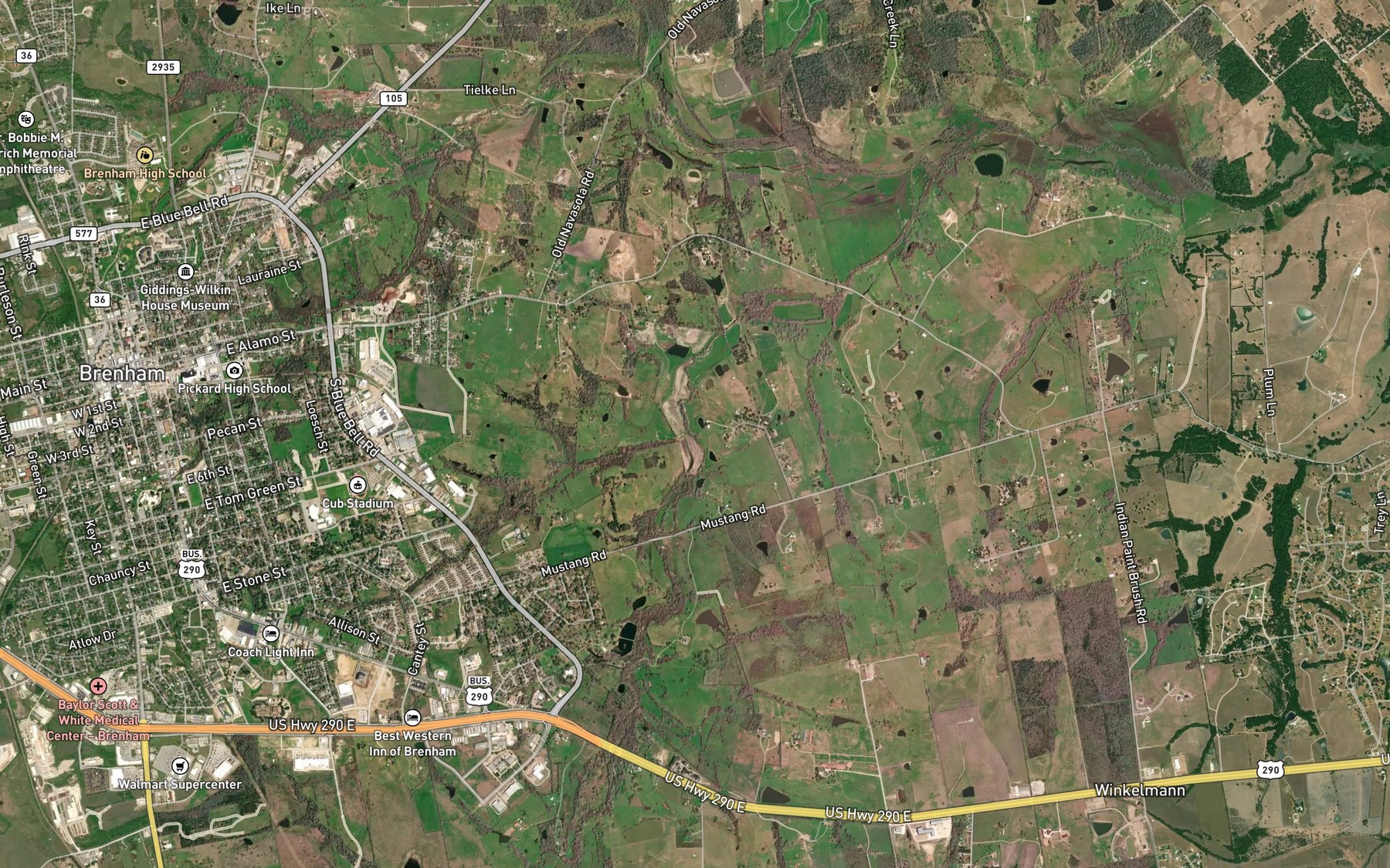 Satellite map of the Ralston Creek