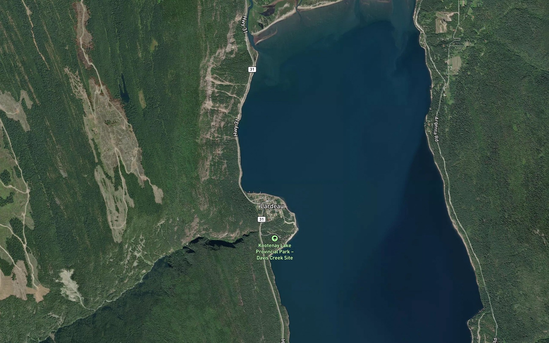Satellite map of the Davis Creek