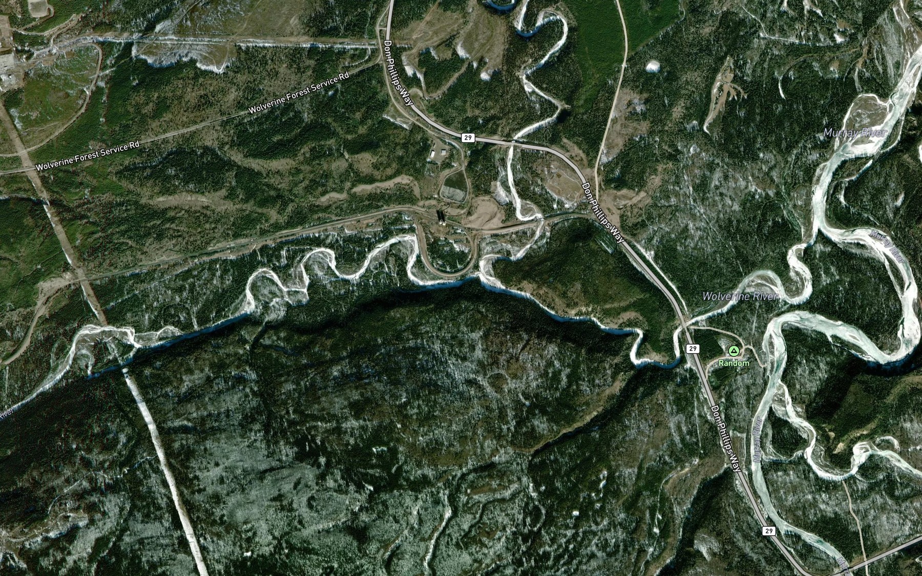 Satellite map of the Bullmoose Creek