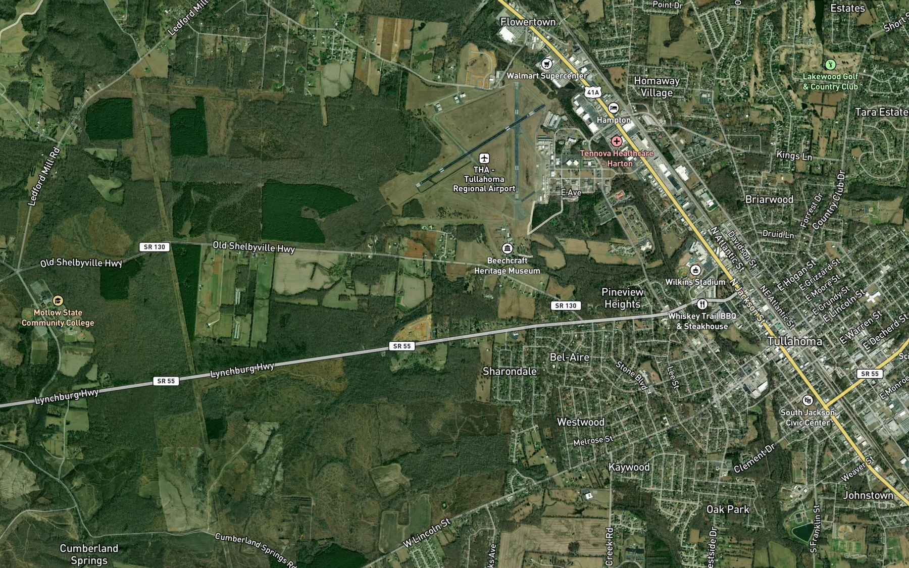 Satellite map of the Dry Creek