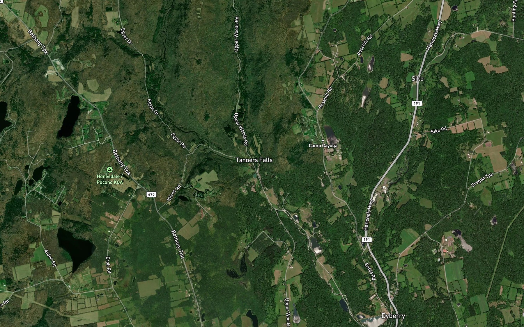 Satellite map of the West Branch Dyberry Creek